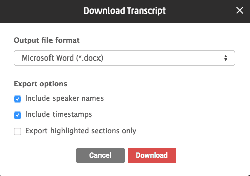Download Transcript Rev Transcript Editor