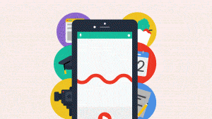 Illustration of phone with voice recorder apps in background