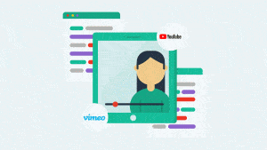 Illustration of YouTube and Vimeo video with a girl on the screen