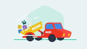Illustration of Rev Rush truck dumping competitors out