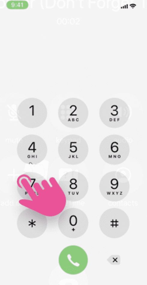 screenshot example of how to dial on Rev Call Recorder app