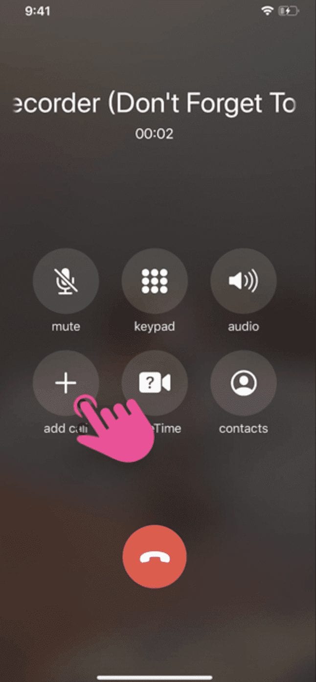 screenshot example of how to add call on Rev Call Recorder app
