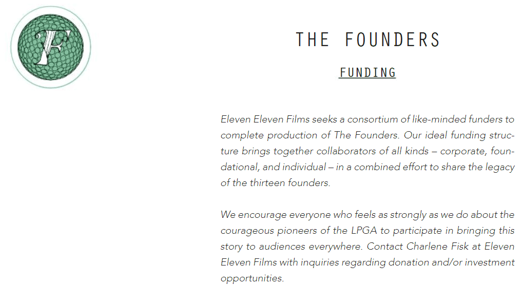 Funding needs for The Founders outlined in the documentary pitch deck.