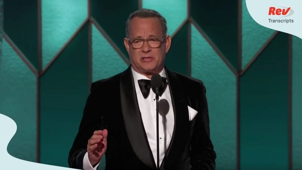 Tom Hanks Golden Globes Acceptance Speech Transcript
