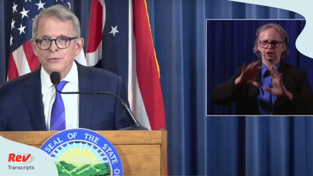 Ohio Governor Mike DeWine giving a press conference on July 9