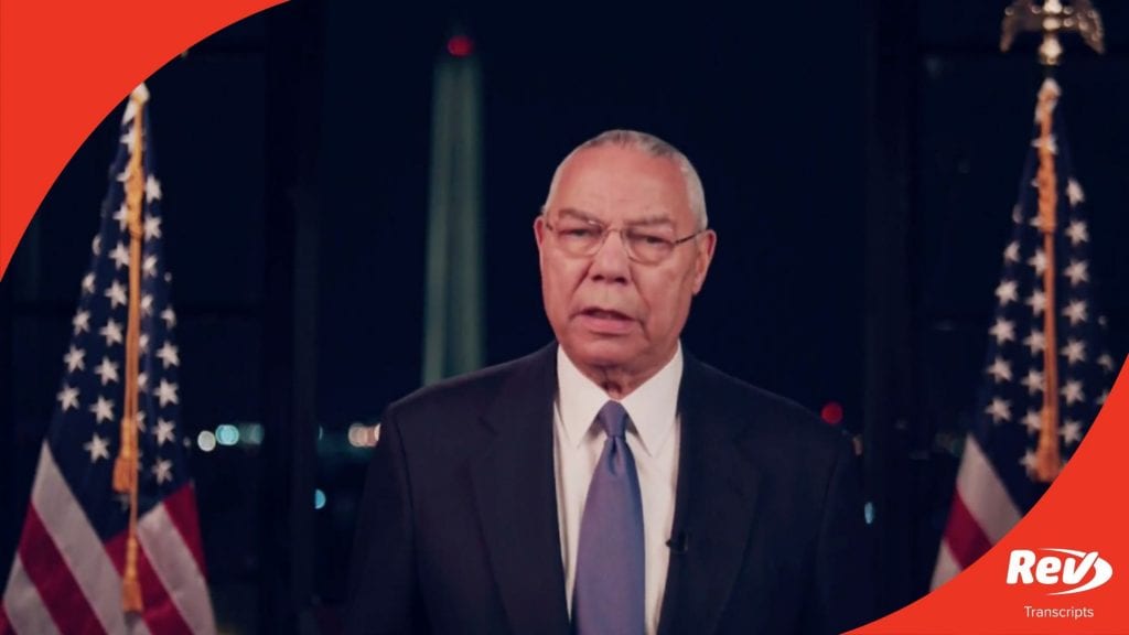 Colin Powell 2020 DNC Speech Transcript