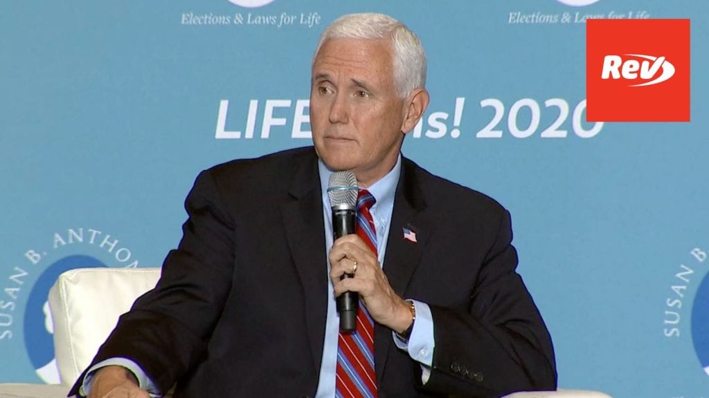 Mike Pence Speech Right to Life Event Transcript September 3
