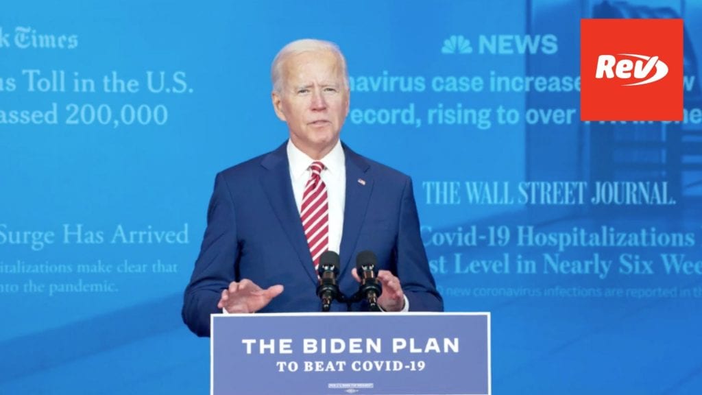 Joe Biden Plan to Combat Covid-19 Speech Transcript October 23