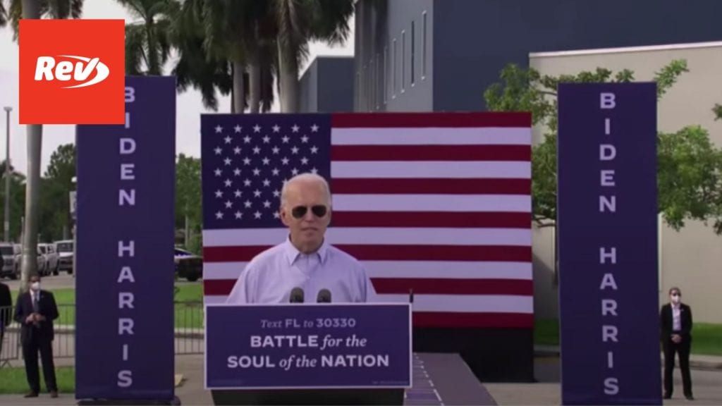 Joe Biden Drive-in Rally Speech Transcript Broward County, FL 29 Οκτωβρίου