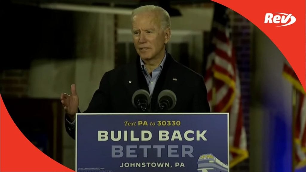 Joe Biden Train Tour Campaign Speech Transcript Johnstown, PA September 30: Night After Debate