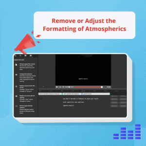 GIF that reads "Remove or Adjust the Formatting of Atmospherics" and shows the Rev editor in action.