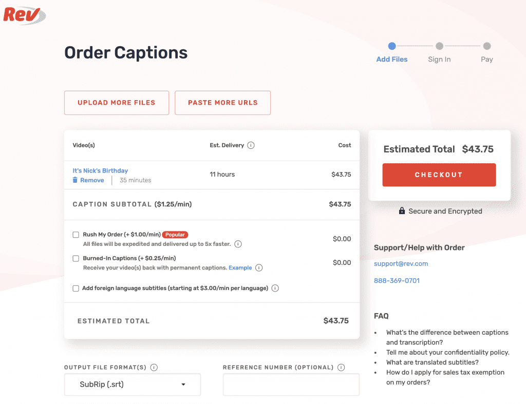 Order Captions Checkout