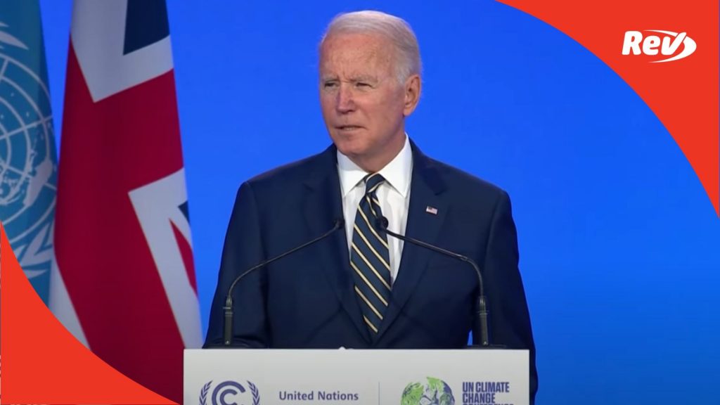 Joe Biden COP26 Climate Summit Glasgow Speech Transcript