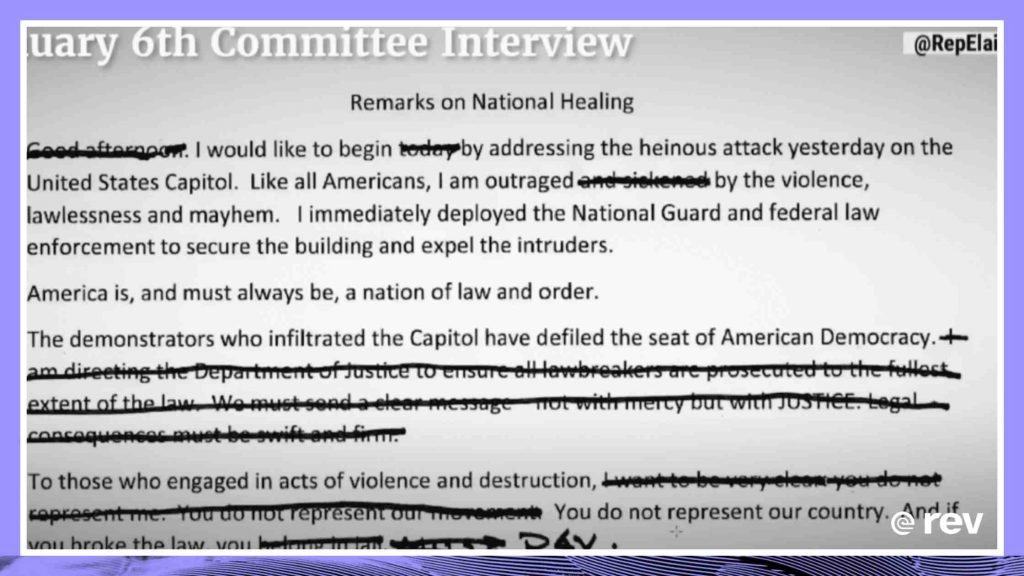 Jan. 6 Committee Releases Testimony On Lines Cut From Trump's Speech The Day After Capitol Riot Transcript