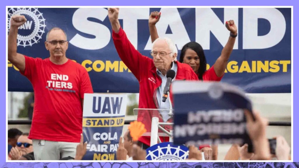 UAW Union Leader Shawn Fain, and Bernie Sanders Speak at a Rally in Support of Strike Transcript