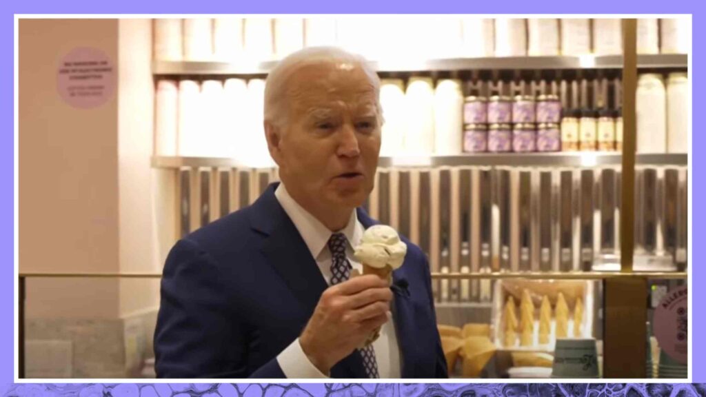 Biden Speaks to Press at Ice Cream Shop