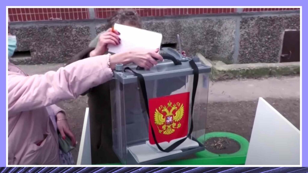 Ballot Being Cast in Russian Election