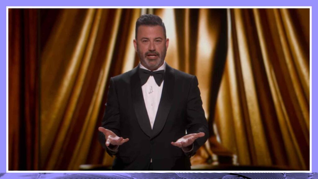 Jimmy Kimmel giving the opening monologue at the Oscars