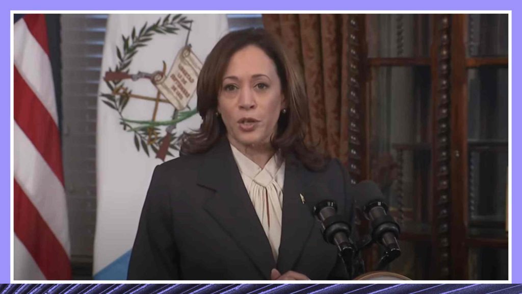 Kamala Harris speaking after meeting with Guatemalan President Bernardo Arévalo