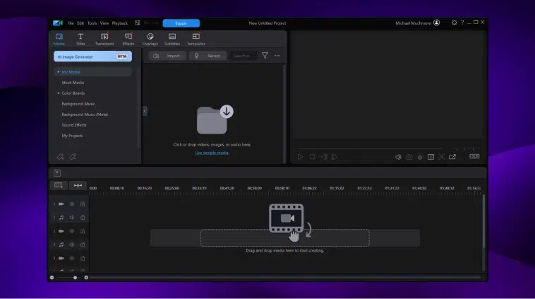 Image of the Cyberlink video editing software in action.