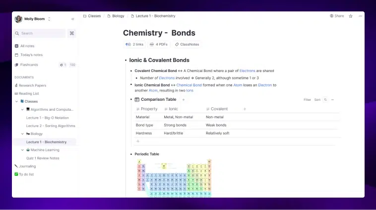 A note about Chemistry bonds in the RemNote app.