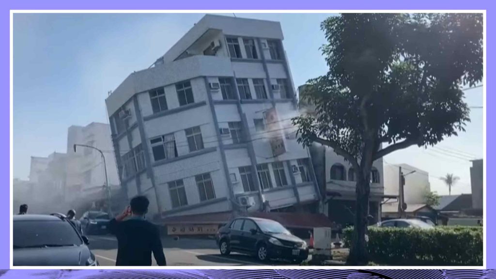 Building damaged by Taiwan earthquake