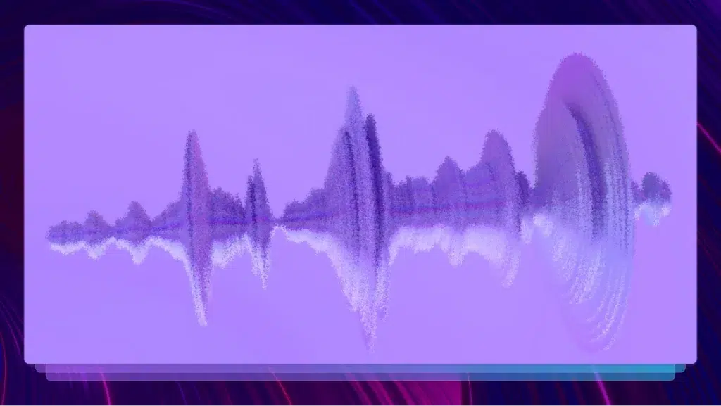 A purple illustration of an audio recording with a purple background.